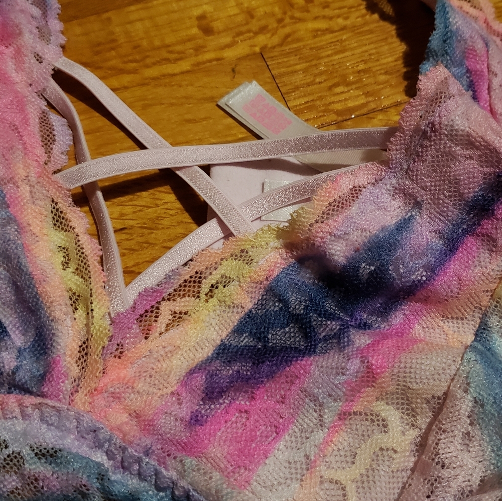 PINK halter water color bra